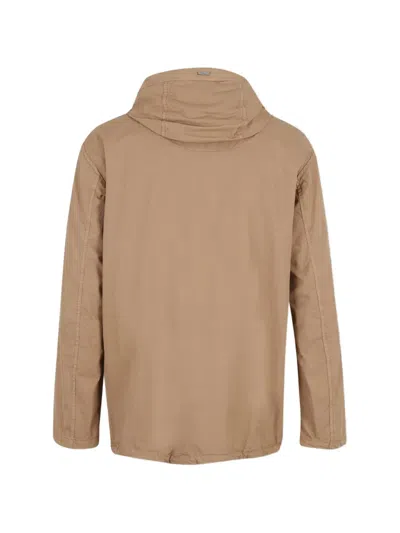 Herno Hooded Pocket Jacket In Brown