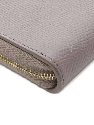 Pre-owned Celine 2000s Round Leather Wallet In Grey