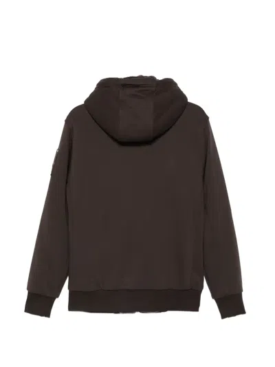 Moose Knuckles 클래식 버니 후드 지퍼 재킷 In Brown