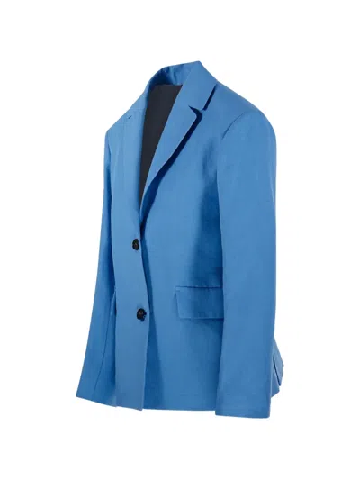 S Max Mara 버튼 노치드 블레이저 In Blue