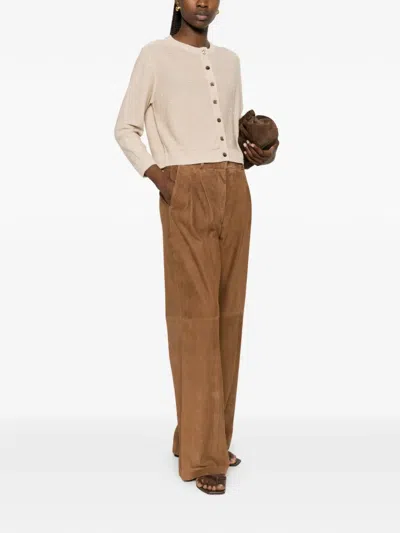 Hemisphere Buttoned Cardigan In Brown
