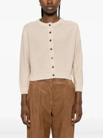 Hemisphere Buttoned Cardigan In Brown