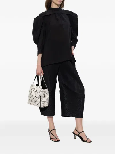 Issey Miyake 퍼프 소매 블라우스 In Black