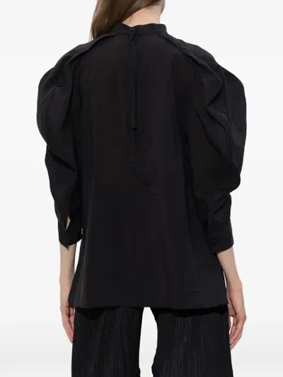 Issey Miyake 퍼프 소매 블라우스 In Black