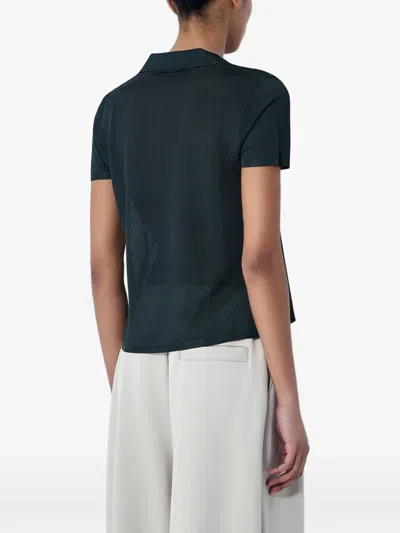 Lacoste 니트 오픈 플래킷 티셔츠 In Blue