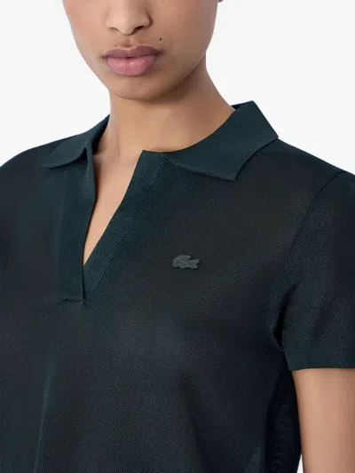Lacoste 니트 오픈 플래킷 티셔츠 In Blue