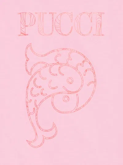Pucci Junior Fish-print T-shirt In Pink