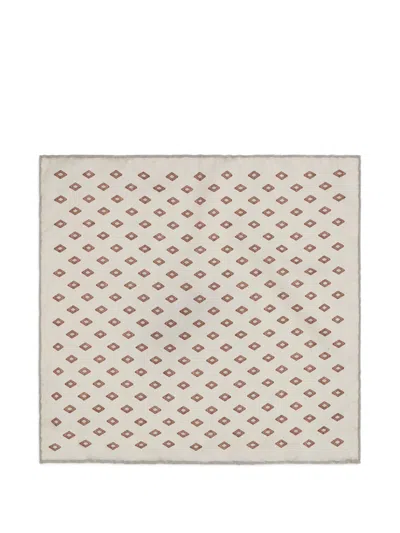 Brunello Cucinelli Silk Diamond-patterned Scarf In Neutral