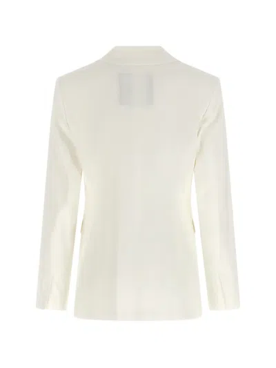 Pinko White Linen Viscose Elastane Jacket In Neutral
