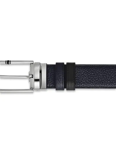 Montblanc 리버서블 텍스처 버클 벨트 In Blue