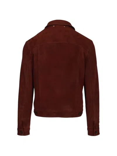 Paul Smith Collared Coat Side Pockets Button Cuffs In Brown