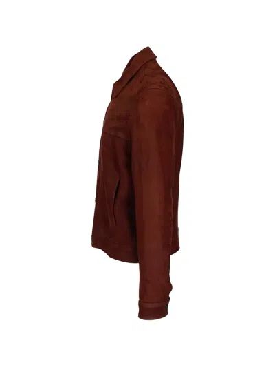 Paul Smith Collared Coat Side Pockets Button Cuffs In Brown