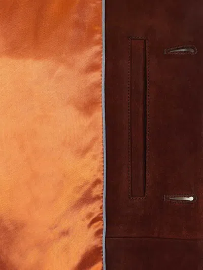 Paul Smith Collared Coat Side Pockets Button Cuffs In Brown