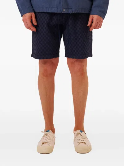 Universal Works Simple Checkered Drawstring Shorts In Blue