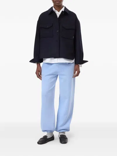 Closed Drawstring Track Pants In Blue