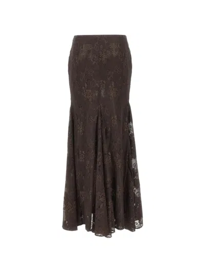 Herskind 펠레 레이스 오버레이 미디 스커트 In Brown