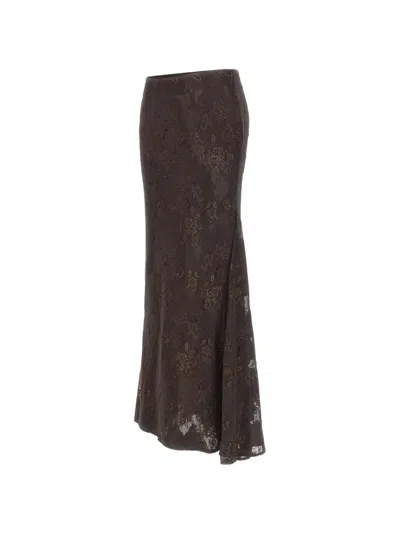 Herskind 펠레 레이스 오버레이 미디 스커트 In Brown
