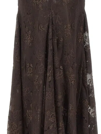 Herskind 펠레 레이스 오버레이 미디 스커트 In Brown