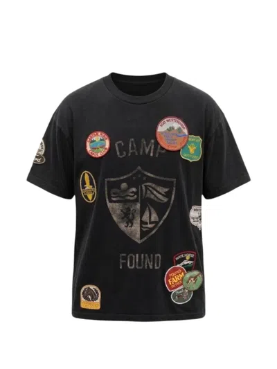 자수 패치 캠프 티셔츠