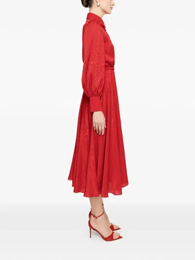 Nissa 벨트 미디 드레스 In Red