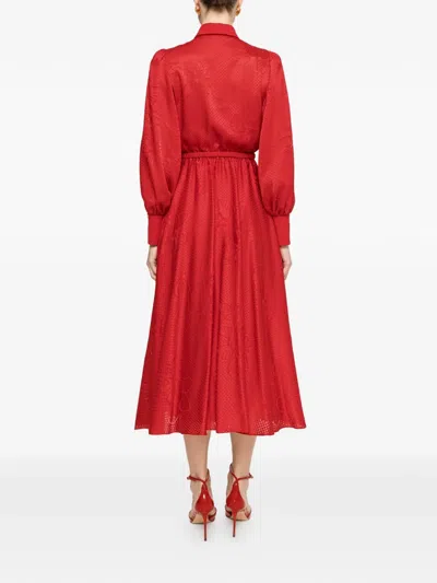 Nissa 벨트 미디 드레스 In Red