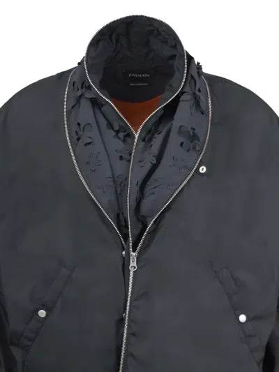Juntae Kim Laser-slashed Bomber Jacket In Black