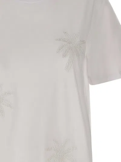 Kaos 시퀸 장식 야자수 티셔츠 In White