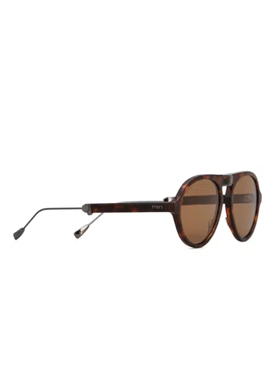 Tod's Round-frame Sunglasses In Brown
