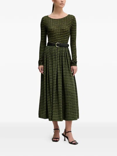 Benetton 도트 미디 스커트 In Green