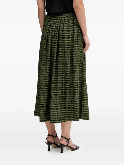 Benetton 도트 미디 스커트 In Green