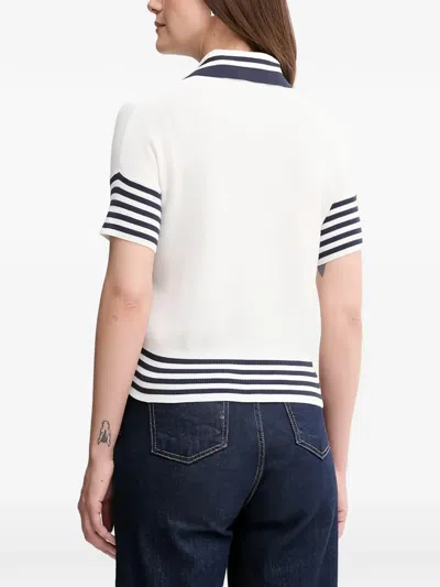 Benetton 스트라이프 폴로 탑 In White
