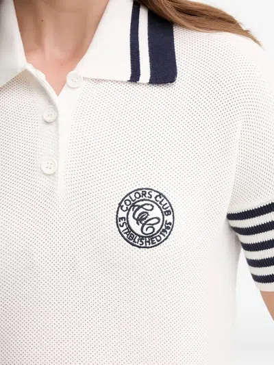 Benetton 스트라이프 폴로 탑 In White