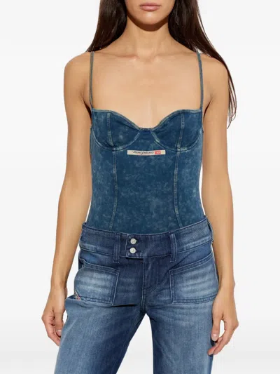 Diesel Mini Effect Adjustable Bodysuit In Blue