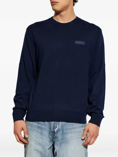 Givenchy Logo Patch Knitted Jumper In Blue