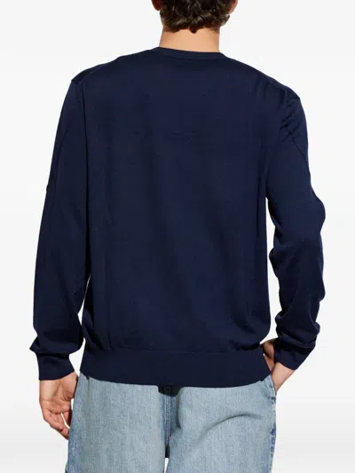 Givenchy Logo Patch Knitted Jumper In Blue