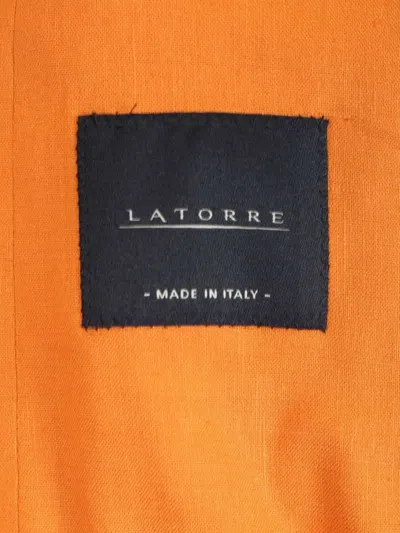 Latorre 싱글 브레스티드 패치 포켓 블레이저 In Orange