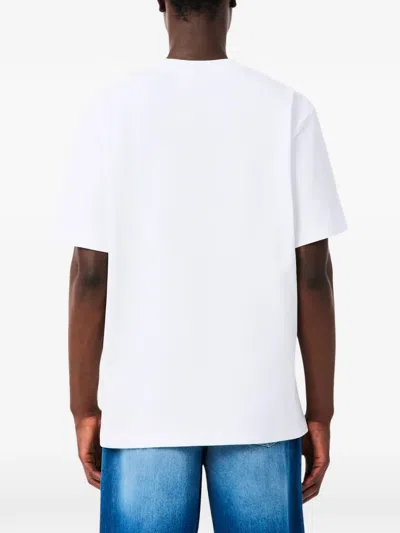 Lacoste 로고 자수 티셔츠 In White
