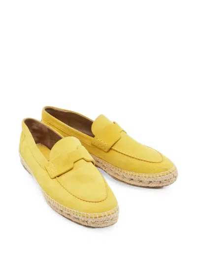 Pre-owned Hermes Trip Strap Espadrilles In Yellow