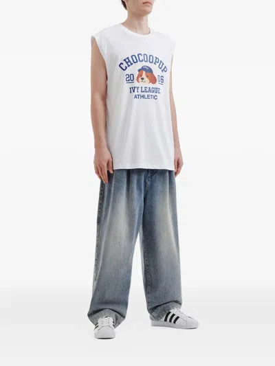 Chocoolate Sleeveless T-shirt In White
