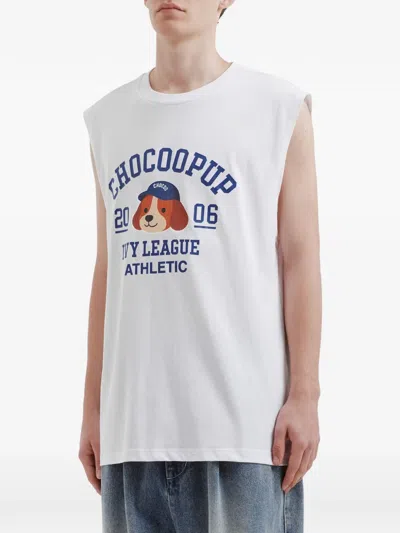 Chocoolate Sleeveless T-shirt In White