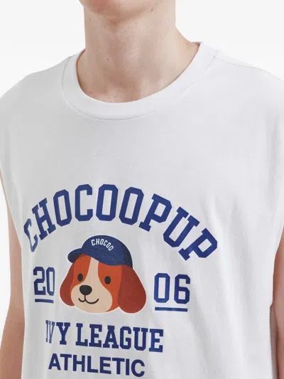 Chocoolate Sleeveless T-shirt In White