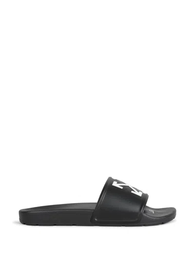 Off-white Arrows Logo-print Slides In Black