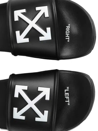 Off-white Arrows Logo-print Slides In Black