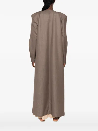 Ruohan Perim Peak-lapels Open-front Coat In Brown