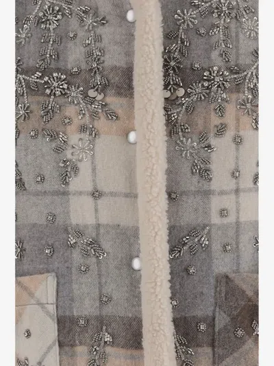 Stella Mccartney Check-pattern Floral-embroidered Vest In Multi