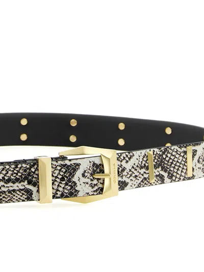 Pinko Python Belt Adjustable Length Snake Print Studs In Gray