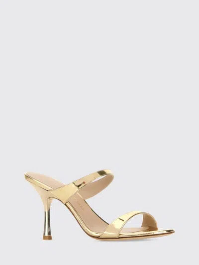 Stuart Weitzman Metallic-effect Double-strap Sandals In Gold