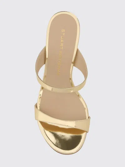 Stuart Weitzman Metallic-effect Double-strap Sandals In Gold