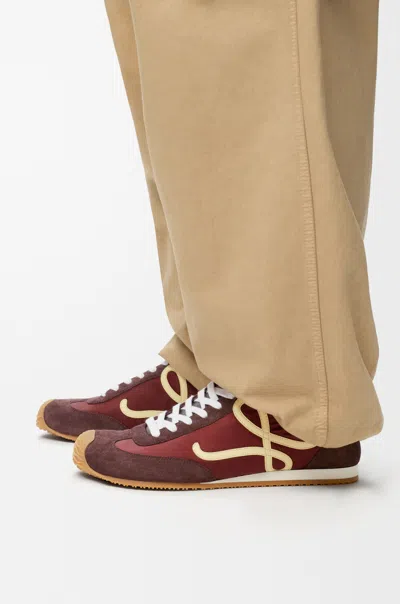Loewe Ballet Runner 2.0 Nylon And Suede Sneakers With Side Logo In Brown