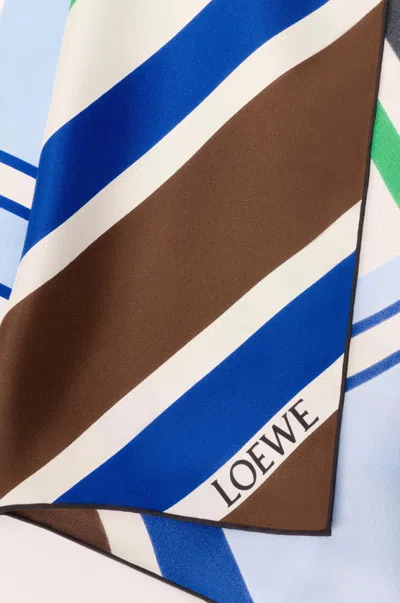 Loewe Logo Pattern Silk Scarf In Multicolor